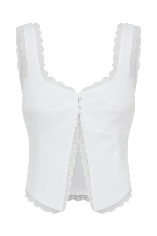 Women Meshki Tops Franca Linen Sleeveless Top 8211 White