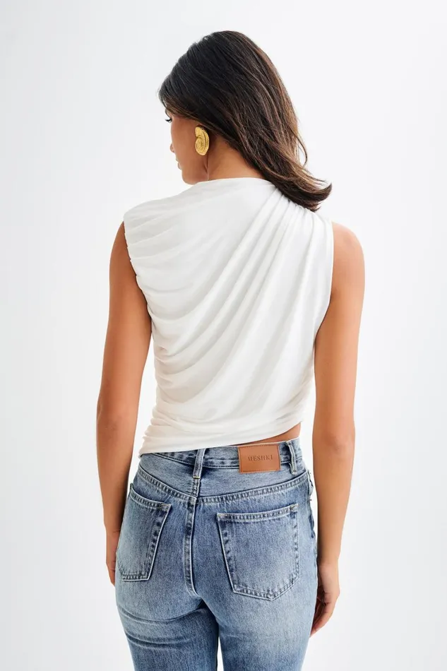 Women Meshki Tops Griselda Draped Slinky Sleeveless Top 8211 White
