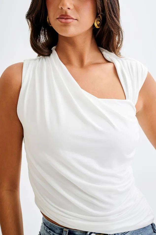 Women Meshki Tops Griselda Draped Slinky Sleeveless Top 8211 White