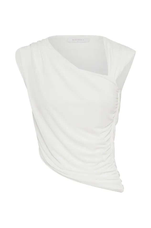 Women Meshki Tops Griselda Draped Slinky Sleeveless Top 8211 White