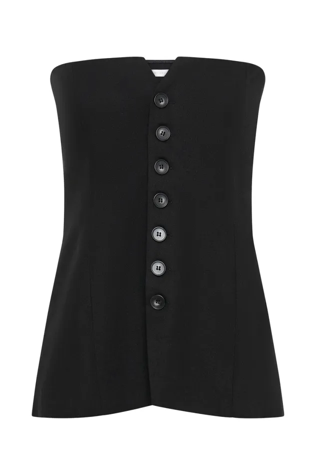 Women Meshki Tops Innis Linen Longline Strapless Top 8211 Black