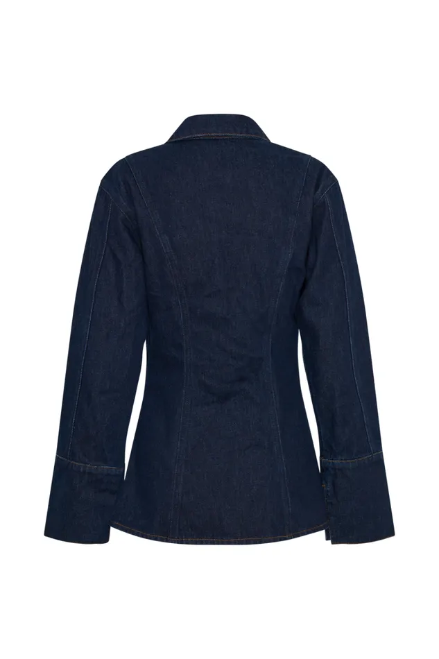 Women Meshki Tops Jericho Asymmetrical Denim Shirt 8211 Indigo Blue