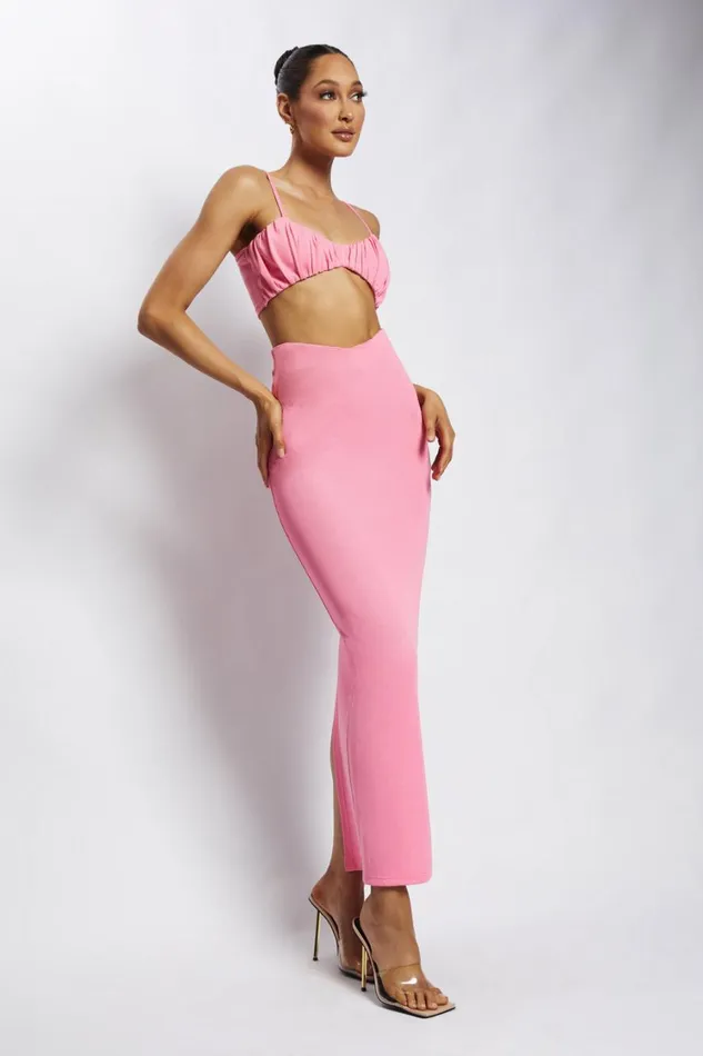 Women Meshki Tops Jordan Ruched Front V Front Top 8211 Pink Women Meshki Tops Jordan Ruched Front V Front Top 8211 Pink