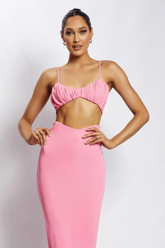 Women Meshki Tops Jordan Ruched Front V Front Top 8211 Pink Women Meshki Tops Jordan Ruched Front V Front Top 8211 Pink
