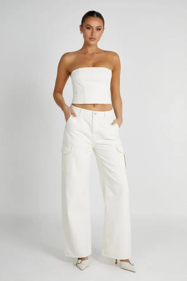 Women Meshki Tops Jordana Denim Tube Top 8211 Ecru