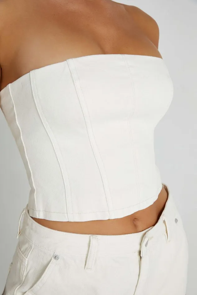 Women Meshki Tops Jordana Denim Tube Top 8211 Ecru