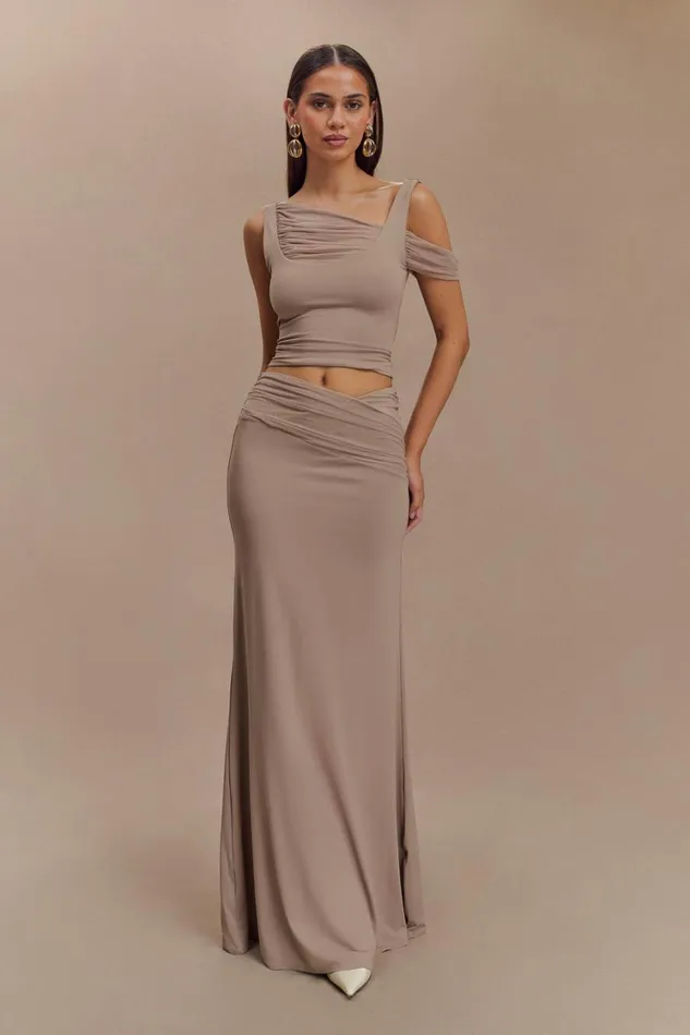 Women Meshki Tops Jules Recycled Nylon And Mesh Sleeveless Top 8211 Taupe