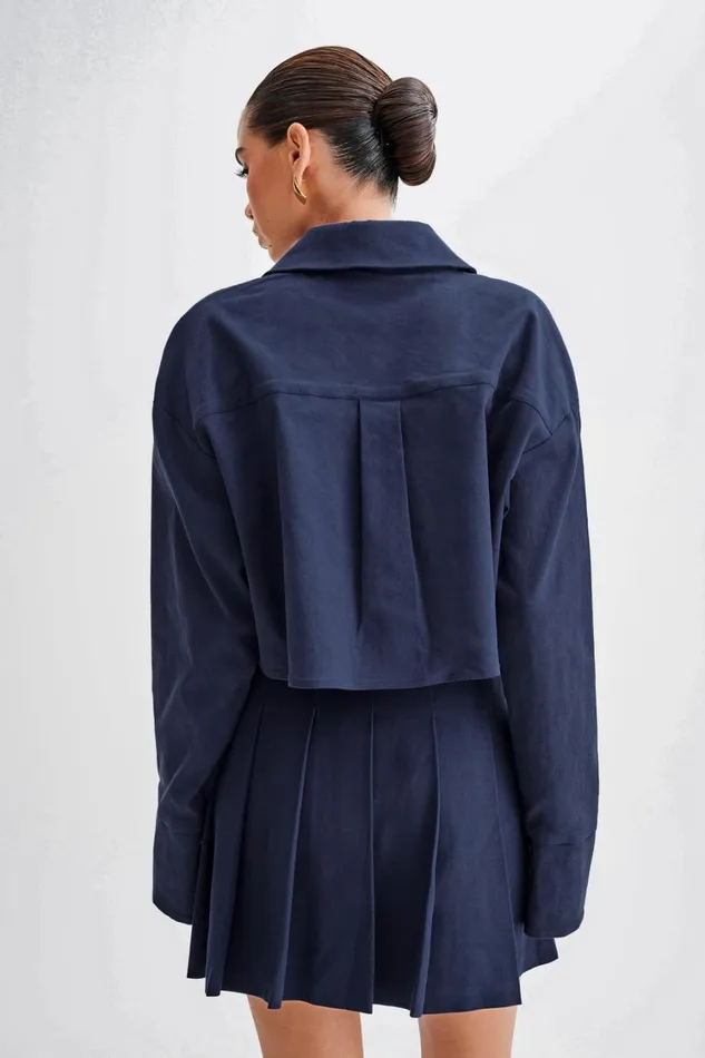 Women Meshki Tops Julianna Cotton Button Up Shirt 8211 Navy