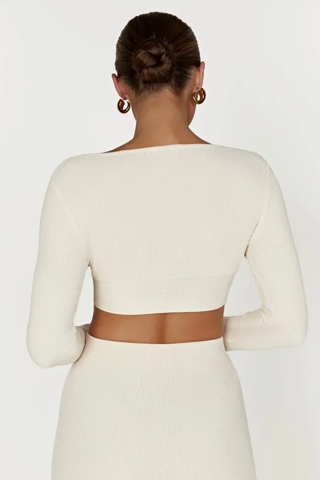Women Meshki Tops Kaesha Long Sleeve Twist Front Knit Top 8211 Bone Women Meshki Tops Kaesha Long Sleeve Twist Front Knit Top 8211 Bone