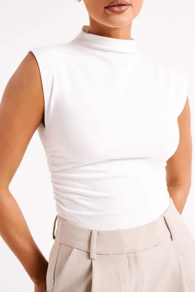 Women Meshki Tops Kimber High Neck Sleeveless Top 8211 White