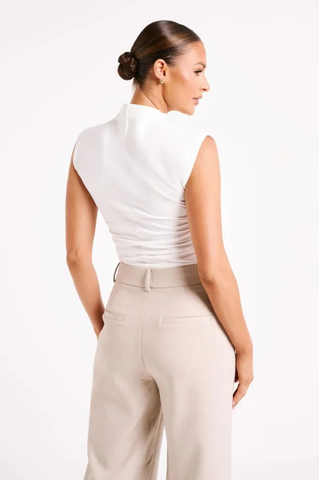 Women Meshki Tops Kimber High Neck Sleeveless Top 8211 White