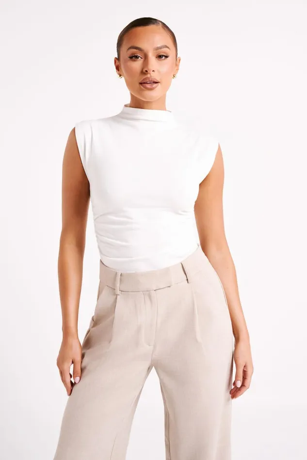 Women Meshki Tops Kimber High Neck Sleeveless Top 8211 White