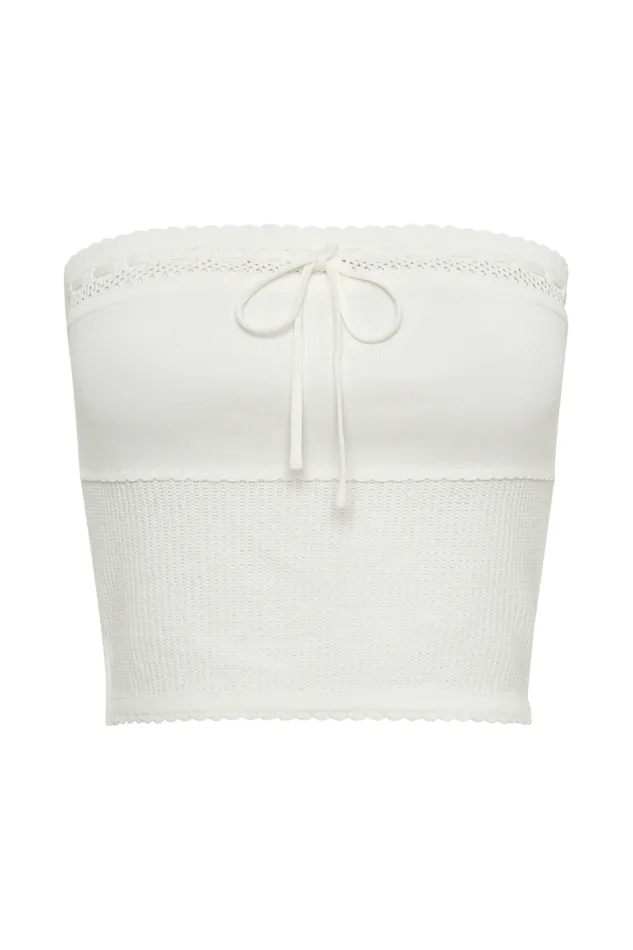 Women Meshki Tops Kyra Waffle Knit Tube Top 8211 White