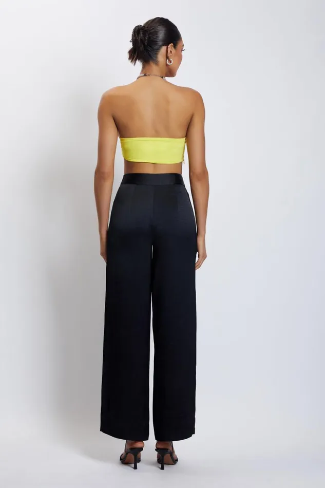 Women Meshki Tops Lea Diamante Chain Halter Neck Crop Top 8211 Yellow