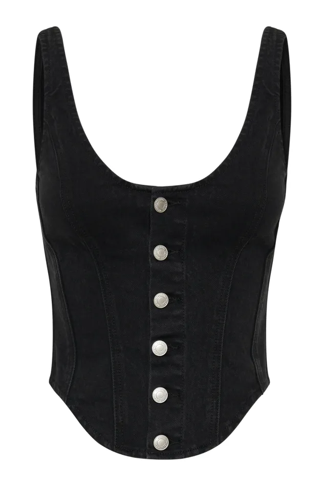 Women Meshki Tops Leilani Corset Denim Top 8211 Washed Black