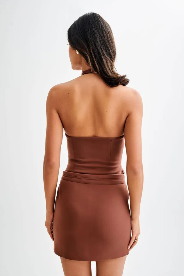 Women Meshki Tops Letitia Suiting Halter Top With Buckle 8211 Wood