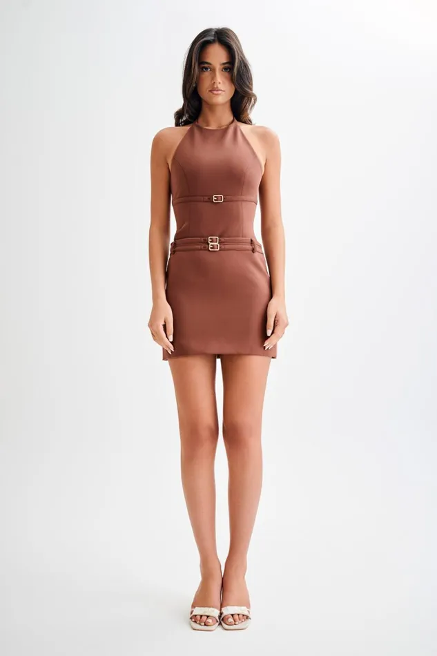 Women Meshki Tops Letitia Suiting Halter Top With Buckle 8211 Wood