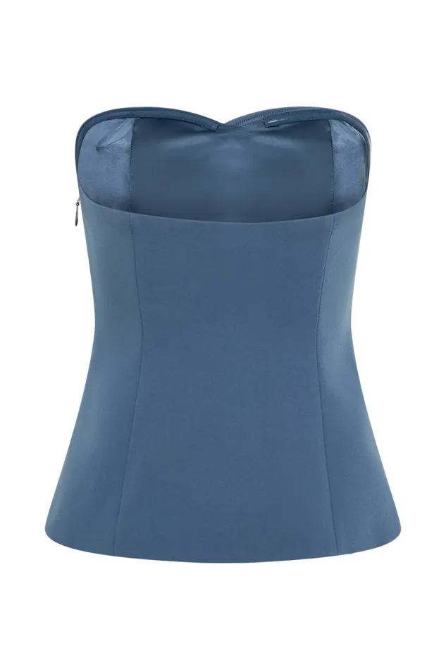 Women Meshki Tops Lindie Strapless Suiting Top 8211 Steel