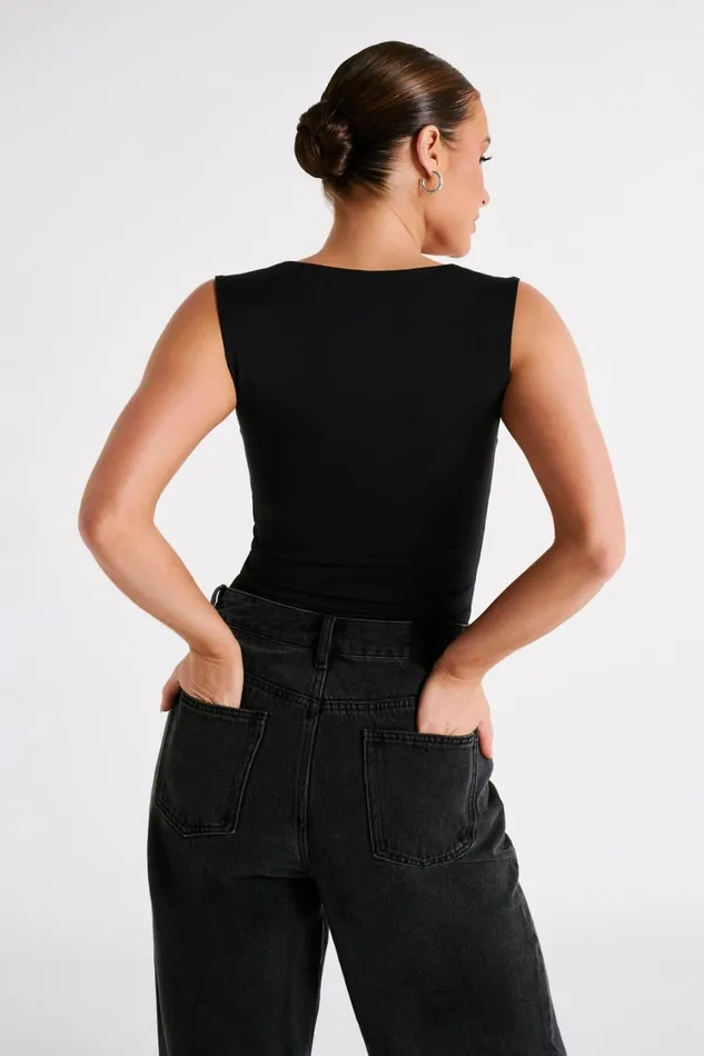 Women Meshki Tops Linley Recycled Nylon Long Line Top 8211 Black