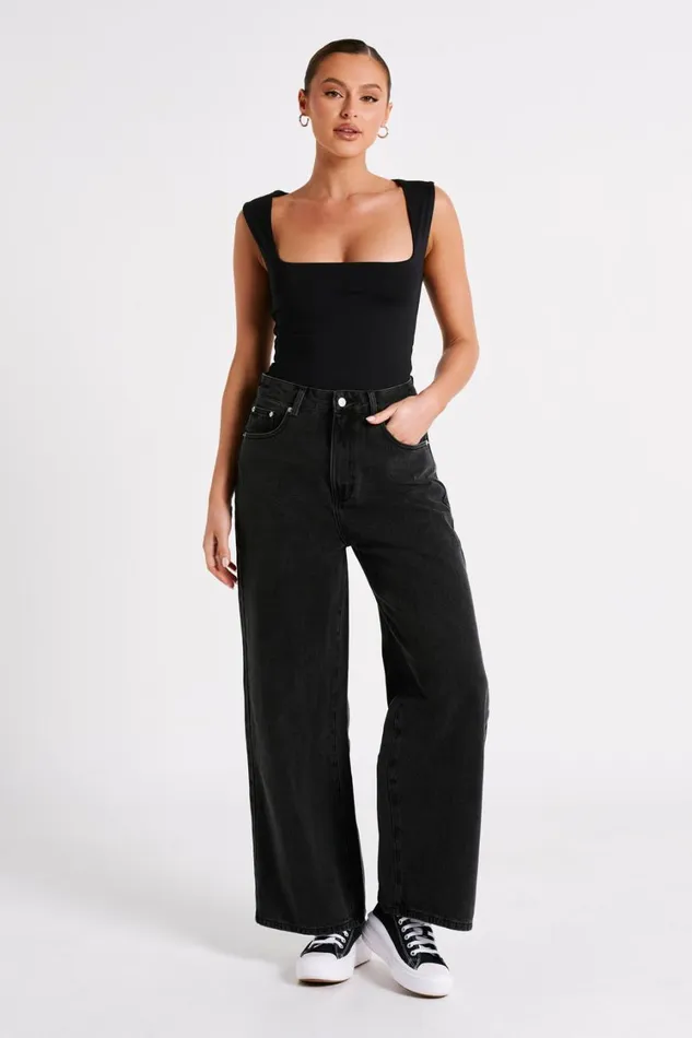 Women Meshki Tops Linley Recycled Nylon Long Line Top 8211 Black