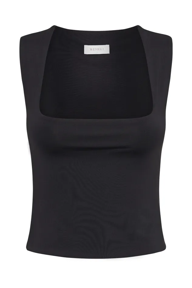 Women Meshki Tops Linley Recycled Nylon Long Line Top 8211 Black