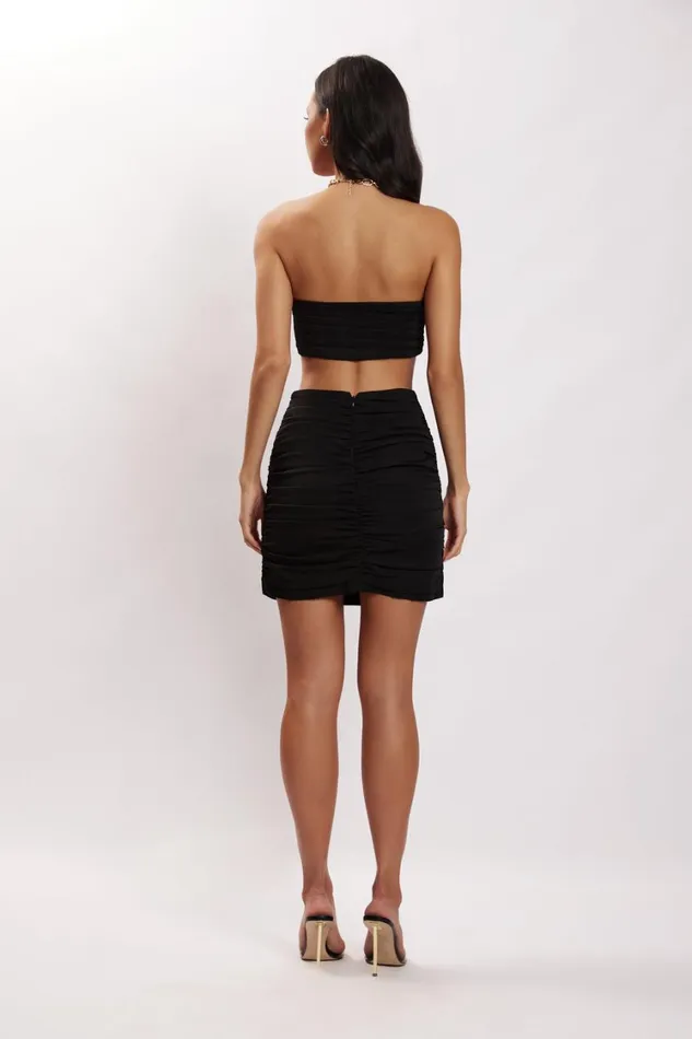 Women Meshki Tops Lola Ruched Crepe Bandeau 8211 Black