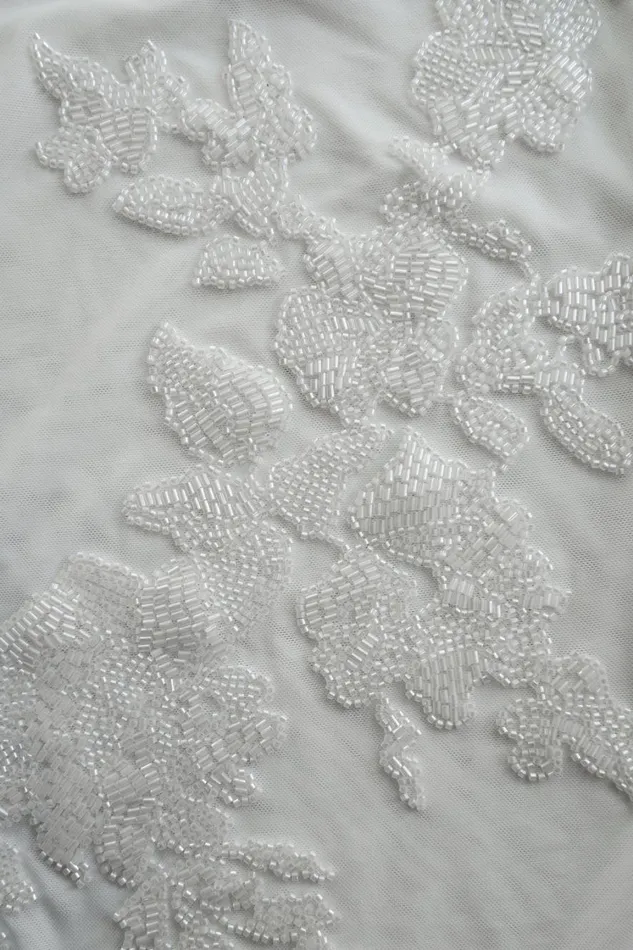 Women Meshki Tops Luci Beaded Flower Mesh Top 8211 White