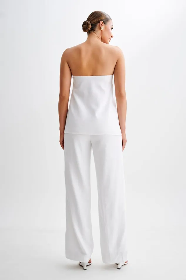 Women Meshki Tops Luisa Strapless Linen Top 8211 White