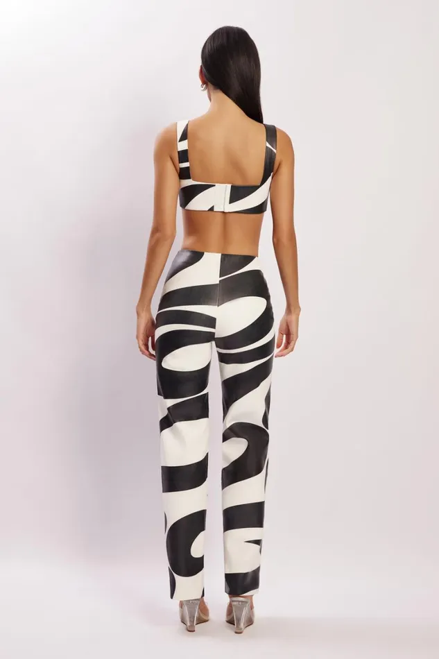 Women Meshki Tops Mahla Faux Leather Square Neck Crop 8211 Swirl Print Women Meshki Tops Mahla Faux Leather Square Neck Crop 8211 Swirl Print