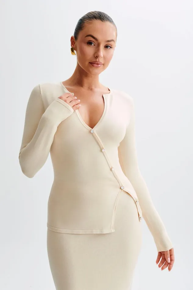 Women Meshki Tops Maisie Asymmetrical Knit Top 8211 Cream