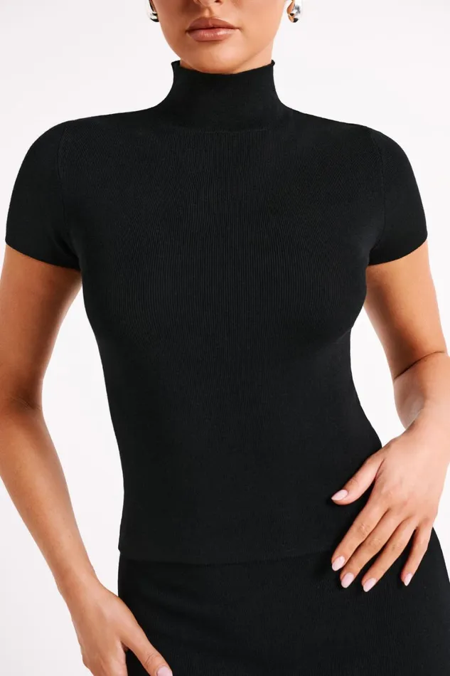 Women Meshki Tops Marianna Ribbed High Neck Top 8211 Black