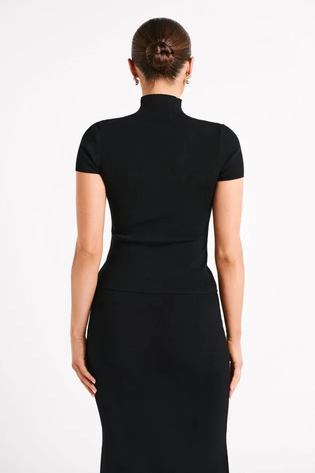 Women Meshki Tops Marianna Ribbed High Neck Top 8211 Black