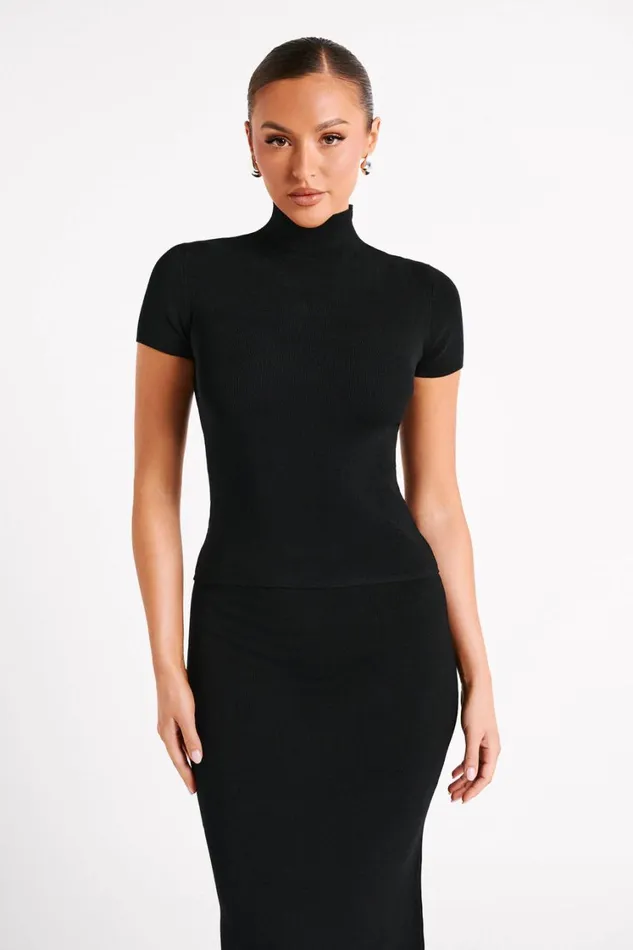 Women Meshki Tops Marianna Ribbed High Neck Top 8211 Black