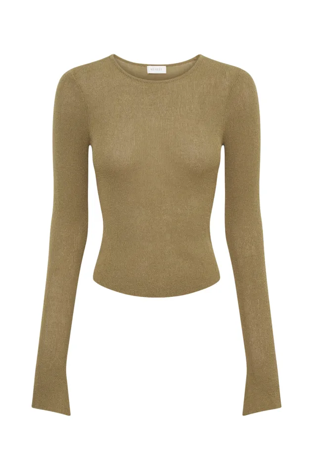 Women Meshki Tops Maribelle Knit Long Sleeve Top 8211 Olive
