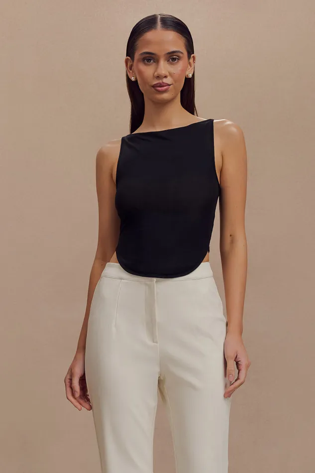 Women Meshki Tops Marla Boat Neck Sheer Mesh Top 8211 Black