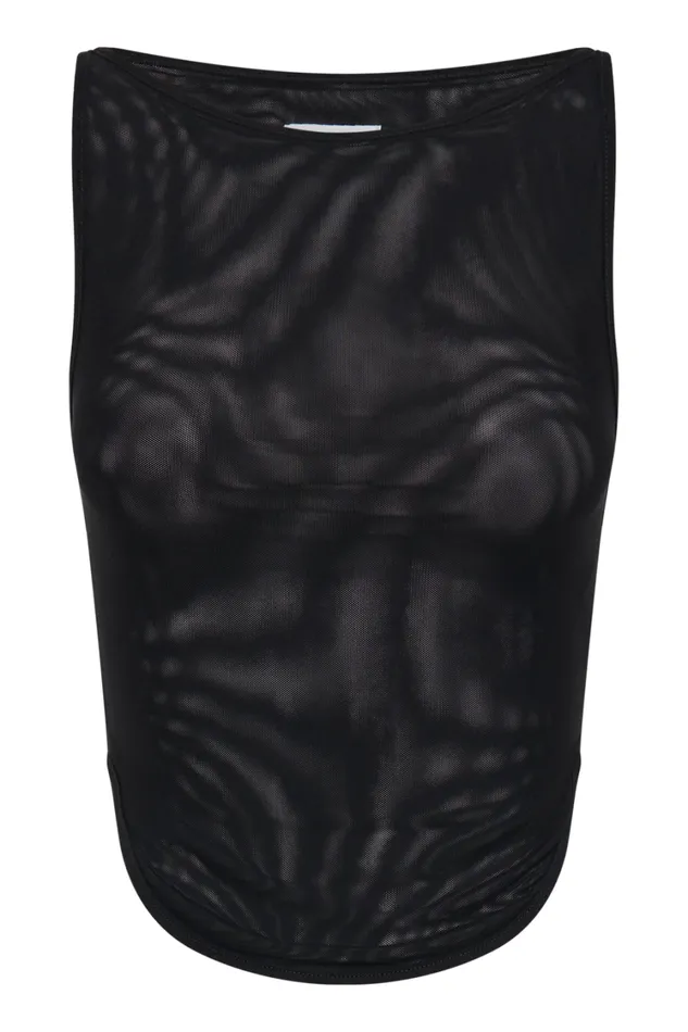 Women Meshki Tops Marla Boat Neck Sheer Mesh Top 8211 Black