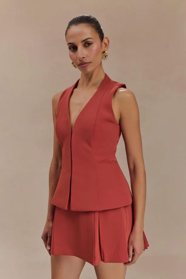 Women Meshki Tops Melinda Structured Vest Top 8211 Chilli