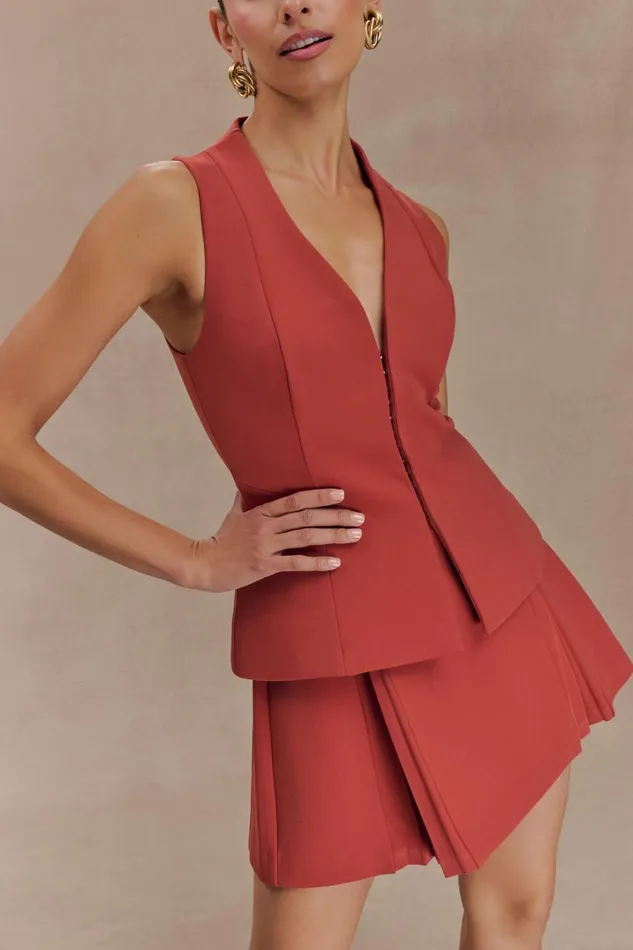 Women Meshki Tops Melinda Structured Vest Top 8211 Chilli