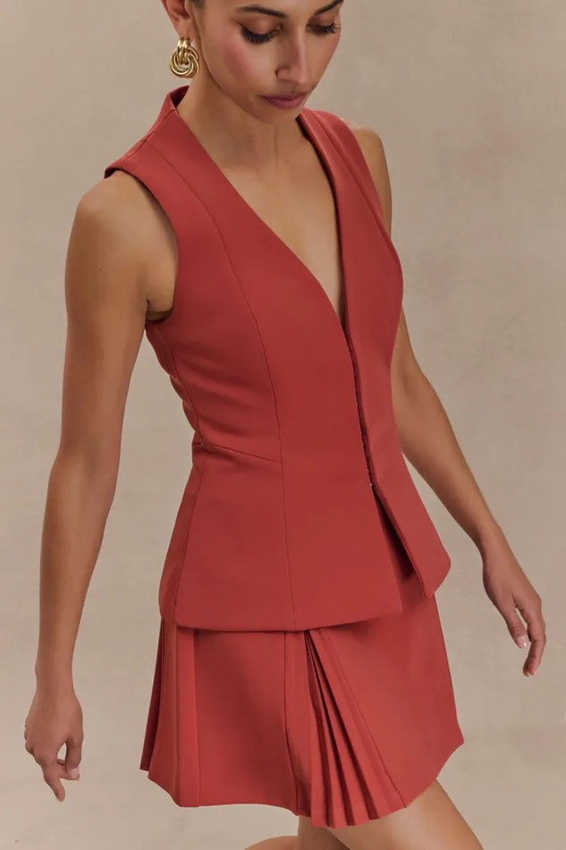 Women Meshki Tops Melinda Structured Vest Top 8211 Chilli