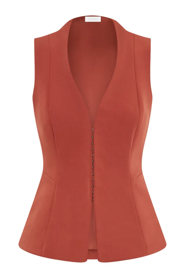 Women Meshki Tops Melinda Structured Vest Top 8211 Chilli