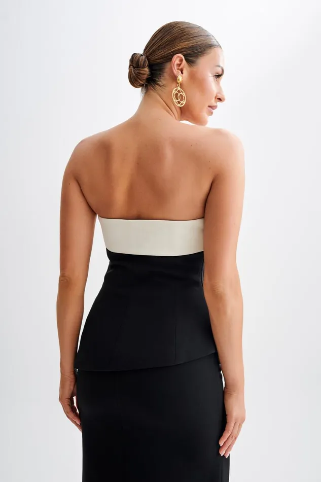 Women Meshki Tops Micah Contrast Suiting Strapless Top 8211 Black