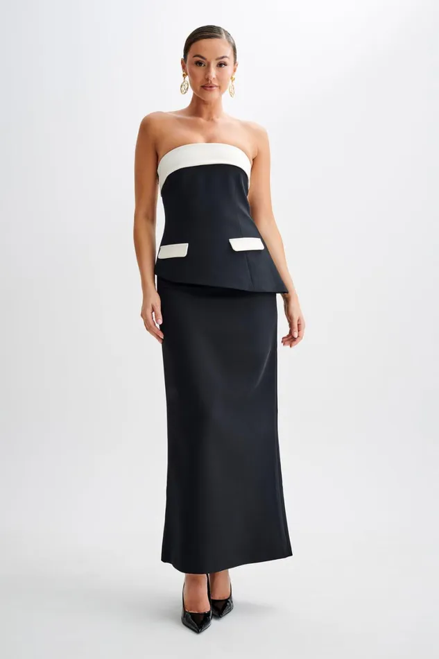 Women Meshki Tops Micah Contrast Suiting Strapless Top 8211 Black