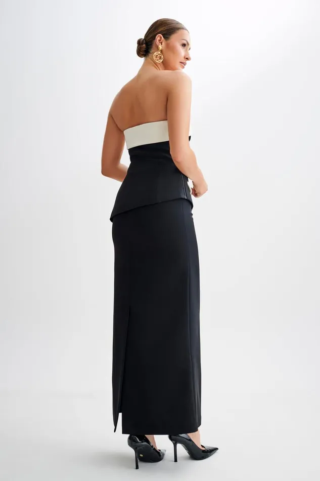 Women Meshki Tops Micah Contrast Suiting Strapless Top 8211 Black