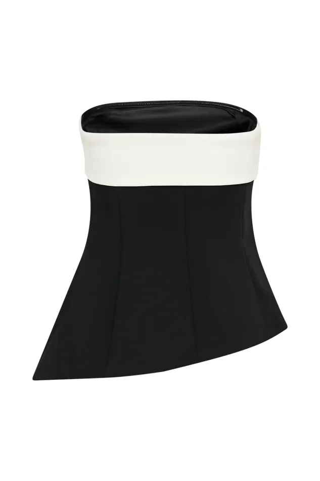 Women Meshki Tops Micah Contrast Suiting Strapless Top 8211 Black