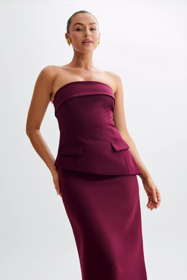 Women Meshki Tops Micah Suiting Strapless Top 8211 Plum