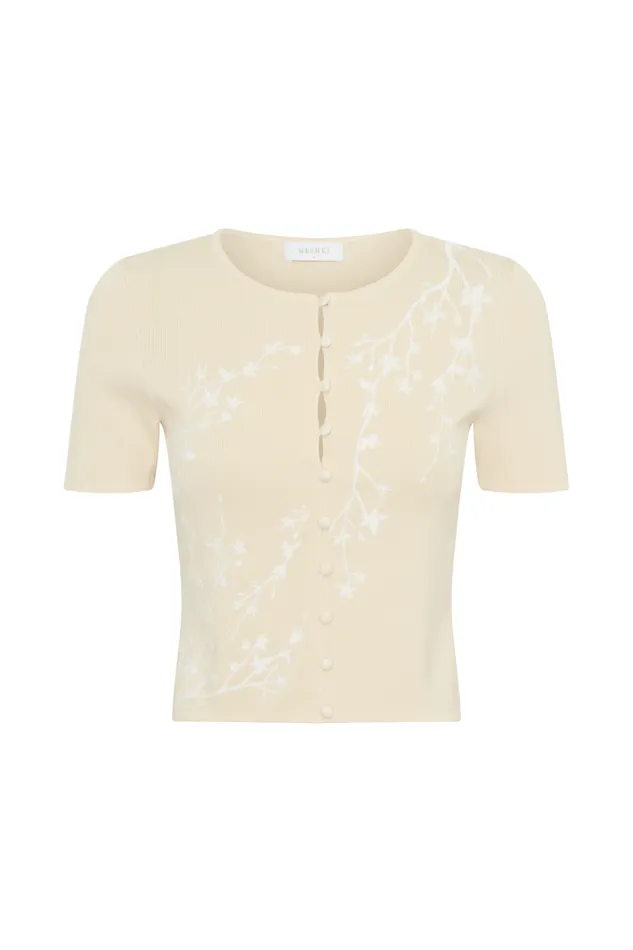 Women Meshki Tops Monroe Embroidered Knit Top 8211 Cream And Ivory