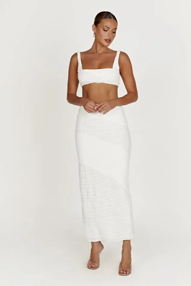 Women Meshki Tops Nyah Textured Crop Top 8211 White