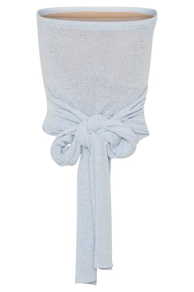 Women Meshki Tops Phoebe Strapless Tie Knit Top 8211 Ice Blue