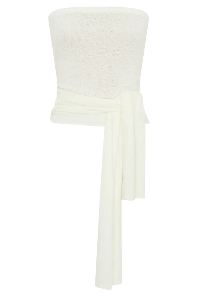 Women Meshki Tops Phoebe Strapless Tie Knit Top 8211 Ivory
