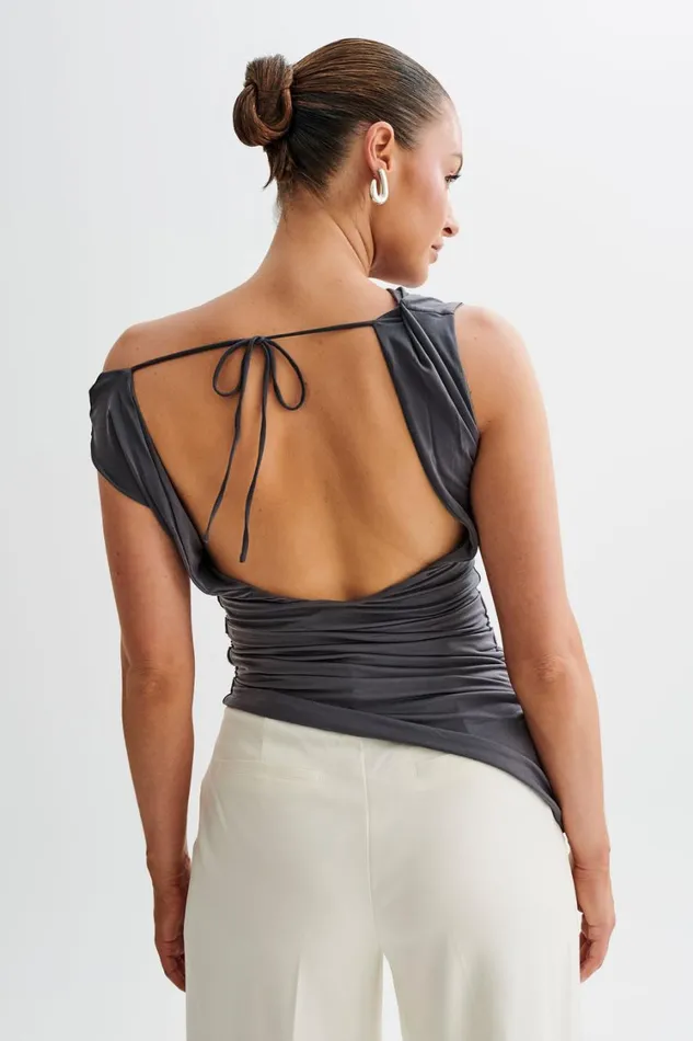 Women Meshki Tops Prianyka Slinky Sleeveless Top 8211 Charcoal